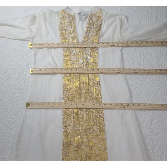 Manima Styled in Italy Gold & Embroidered Ethnic Tunic Kurta Beautiful detailing - Picture 7 of 10